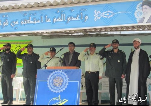 صبحگاه مشترک نیروهای مسلح و بسیجیان شهرستان رامیان