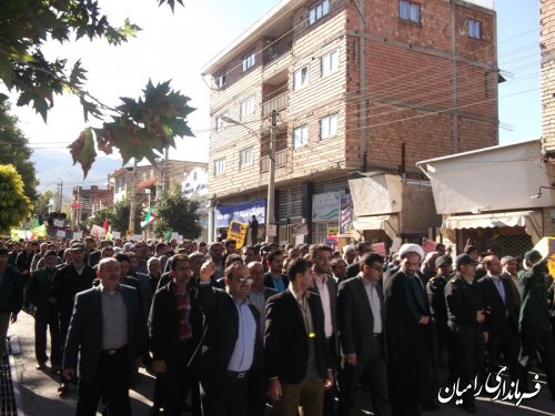 حضور گسترده مسئولین ،مردم و دانش آموزان شهرستان رامیان در راهپیمایی یوم ا... 13 آبان