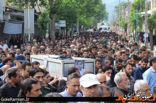 تشییع پیکرسه تن از جانباختگان حادثه معدن آزادشهر در رامیان