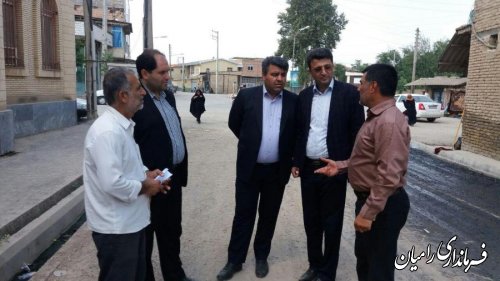بازدید فرماندار شهرستان رامیان از پروژه آسفالت معابر روستایی 