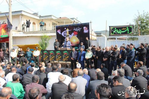 مراسم سینه زنی کمر به کمر شهرستان رامیان در روز عاشورا با حضور استاندار