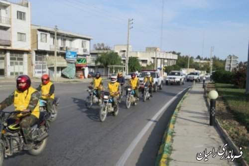 رژه موتوری به مناسبت هفته بسیج در شهرستان رامیان