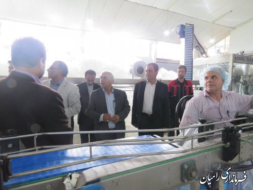 بازدید فرماندار از شرکت آبمعدنی نوشا شکر در رامیان وافتتاح خط 2 تولید آبمعدنی چشمه