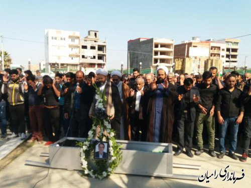 حضور فرماندار رامیان در مراسم تشییع و خاکسپاری جانباز سرفراز حاج محمد دامن باغ
