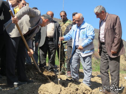 به مناسبت هفته منابع طبیعی مراسم کاشت نهال مثمر در اراضی شیبدار شهرستان رامیان برگزارگردید