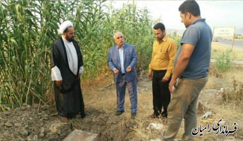 بازدید فرماندار شهرستان رامیان از محل احداث پایه های تابلو یادمان شهدای روستای زینب آباد