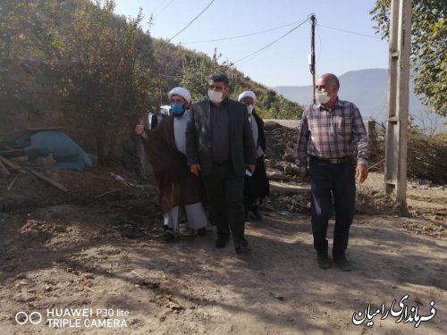 بازدید مشترک فرماندار و امام جمعه شهر رامیان از روستاهای زلزله زده