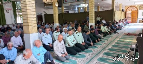 حضور سرپرست فرمانداری رامیان در جمع نمازگزاران نمازجمعه